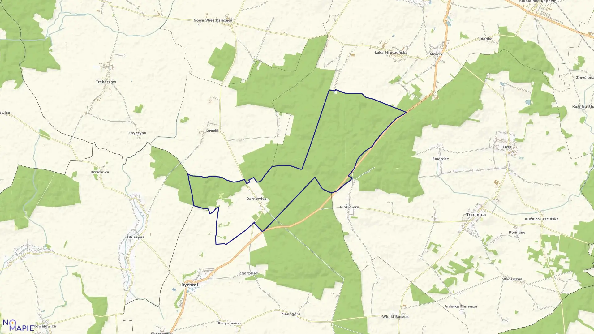 Mapa obrębu DARNOWIEC gmina Rychtal