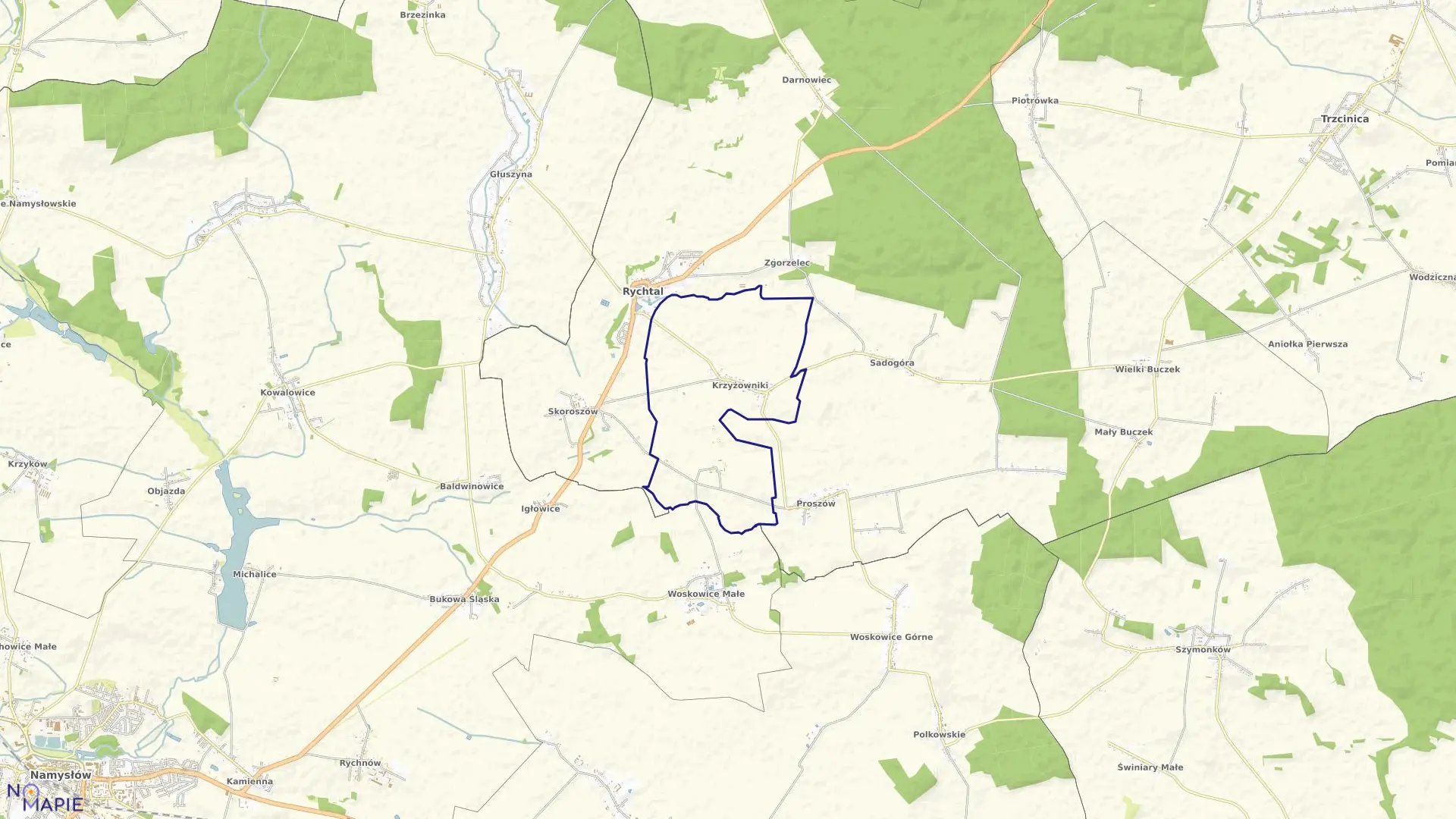 Mapa obrębu KRZYŻOWNIKI gmina Rychtal
