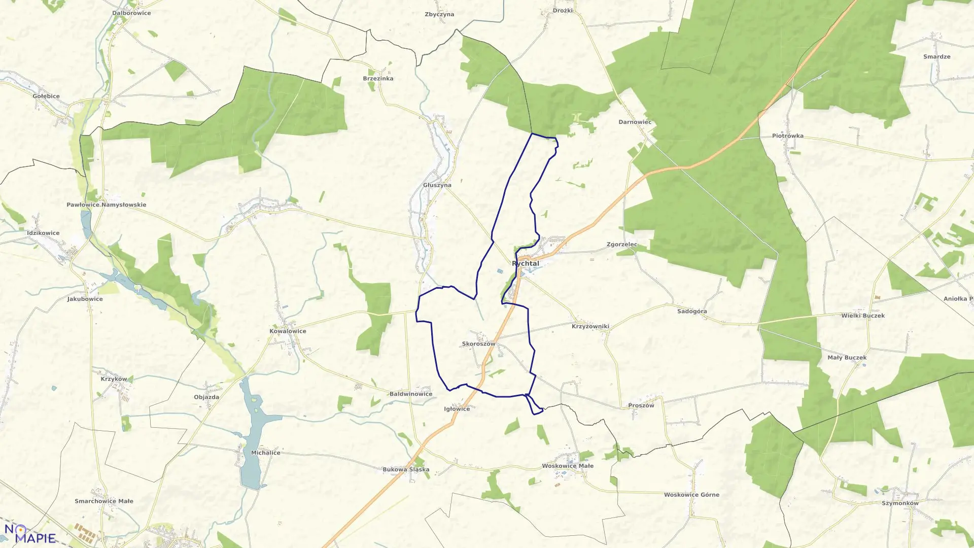 Mapa obrębu SKOROSZÓW gmina Rychtal
